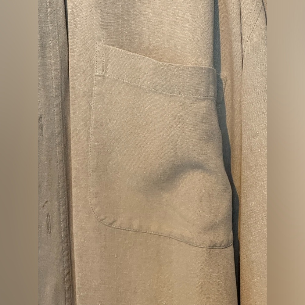 Structure Solid Tan Long Sleeve Mandarin Collar B… - image 2